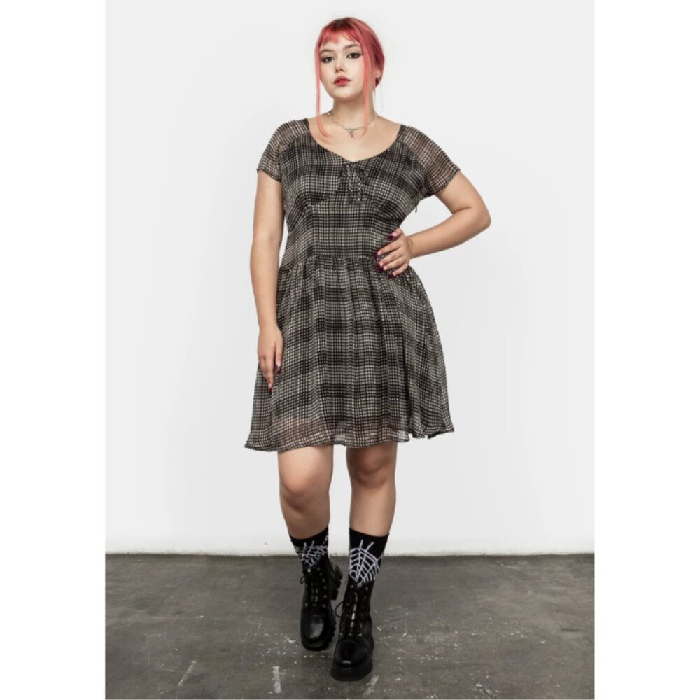 DISTURBIA Darling sheer check mini dress - Picture 2 of 8